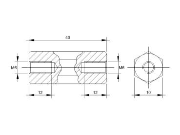 Maßblatt Abstandsbolzen M6x40mm II